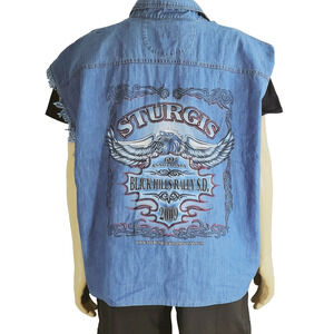 Sturgis 2009 Rally Bald Eagle Denim Vest 69th Anniversary Biker Vtg NWOT